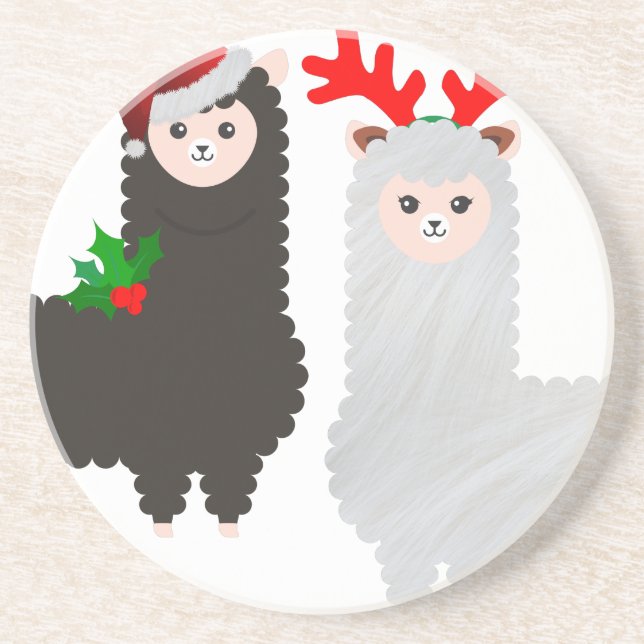 Porta-copos alpacas de renas de natal (Frente)