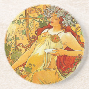 Porta-copos Alphonse Mucha Art Nouveau Autumn