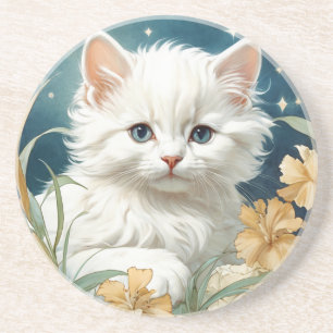 Porta-copos Alphonse Mucha Art Nouveau Kitten