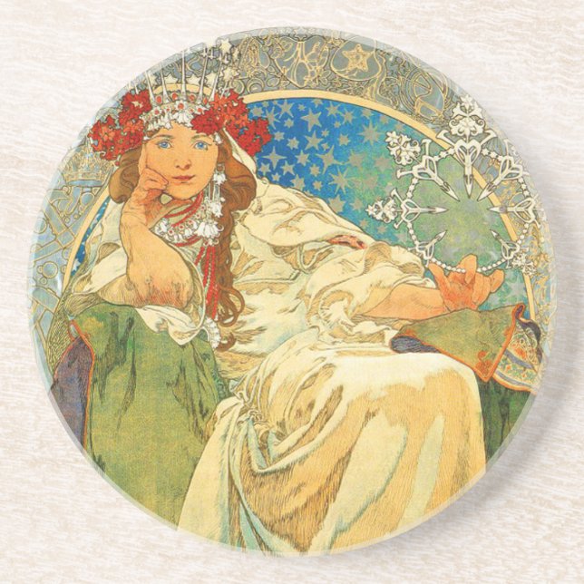 Porta-copos Alphonse Mucha Art Nouveau Princess Hyacinth (Frente)