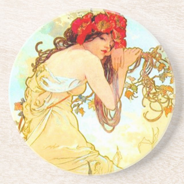Porta-copos Alphonse Mucha Art Nouveau Summer (Frente)