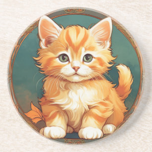 Porta-copos Alphonse Mucha Style Orange Cat