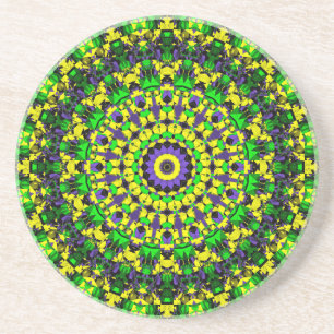Porta-copos Amarelo, verde, Mandala roxo