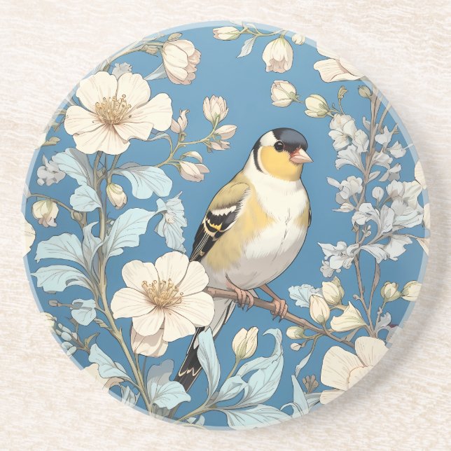 Porta-copos American Goldfinch William Morris Inspired (Frente)