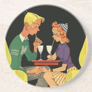 Porta-copos Amor e Romance Vintage, Adolescentes na Lanchonete