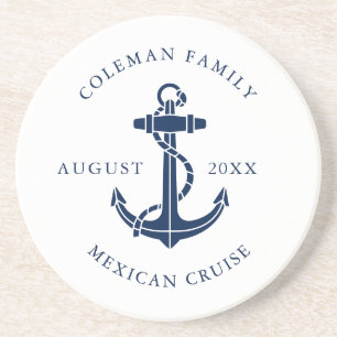 Porta-copos Âncora Azul Marinho de Barco Náutico Personalizado
