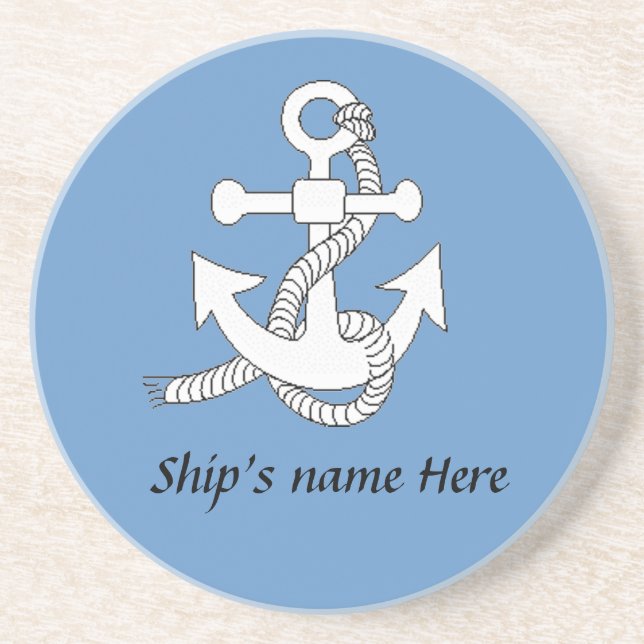 Porta copos - Âncora com o nome da nave (v.2) (Frente)