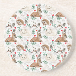 Porta-copos Animais da Floresta, Padrão de Natal Branco