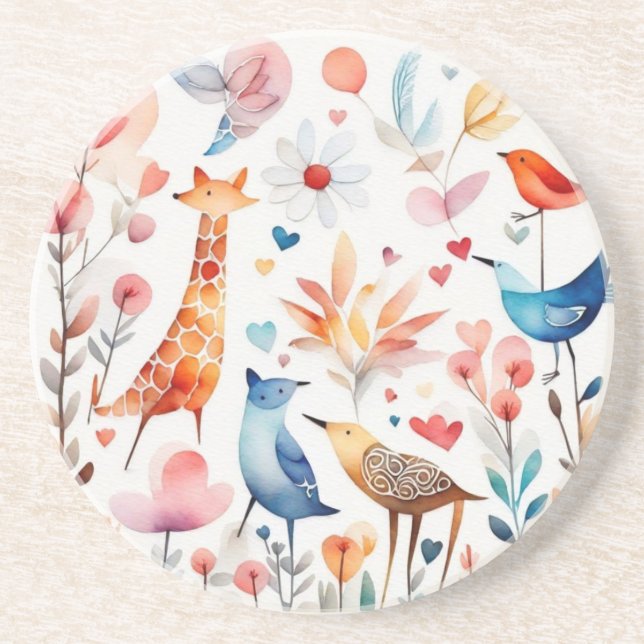 Porta-copos Animais lindos no jardim (Frente)