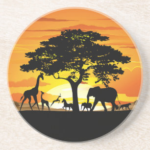 Porta-copos Animais Selvagens no Sunset da savana africana