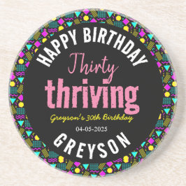 Porta-copos Aniversário de 30 anos 3 e preto e retrô prósperos