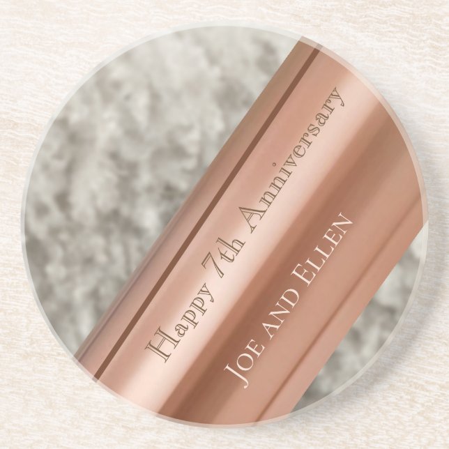 Porta-copos Aniversário de 7, Lã e Cobre (Frente)