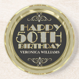 Porta-copos Aniversário feliz do brilho Dourado 50th