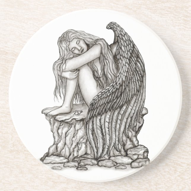 Porta-copos Anjo dormindo na pedra (Frente)