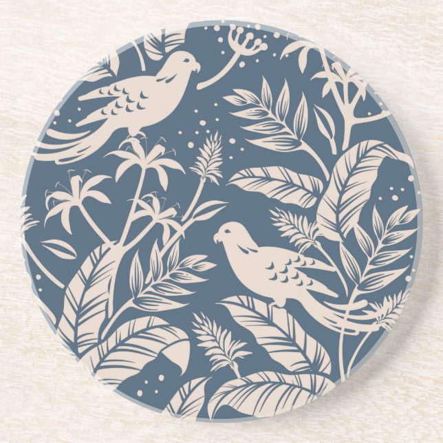 Porta-copos Antiguidade Chinoiserie Bird Floral Blue Cinza & I (Frente)