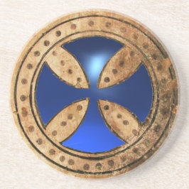 Porta-copos ANTIQUE TEMPLAR CROSS Blue Sapphire Gem