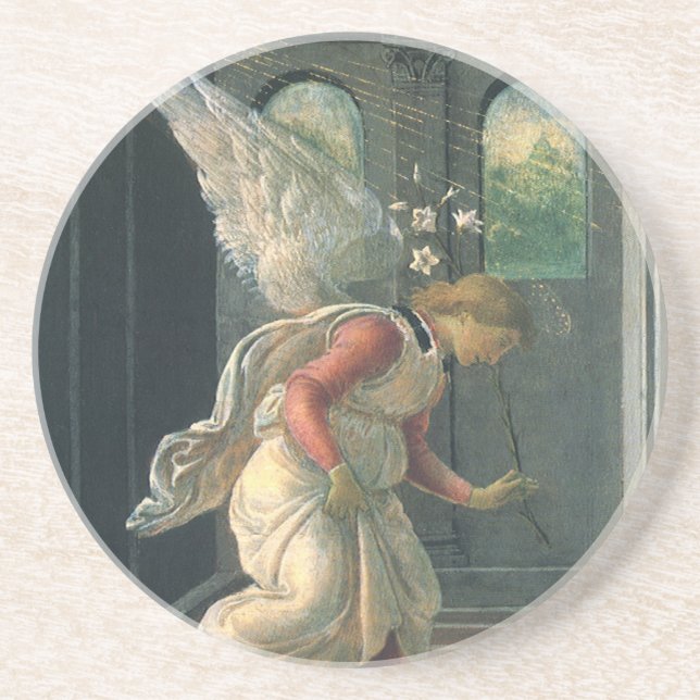 Porta-copos Anúncio (detalhe do anjo) de Sandro Botticelli (Frente)