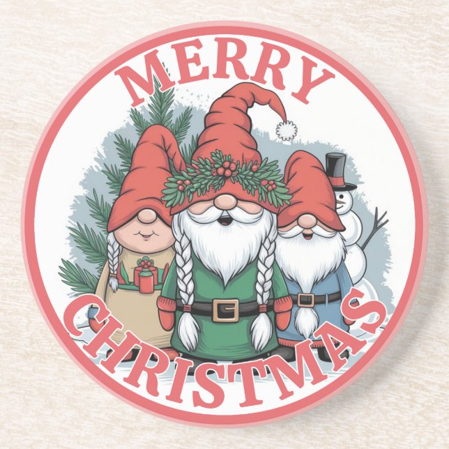 Porta-copos Apoio de Natal Gnomos (Frente)