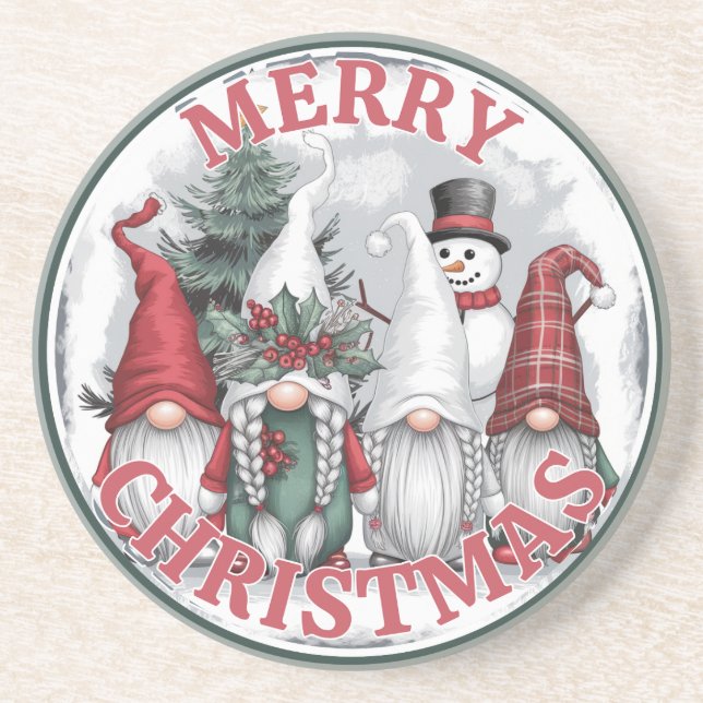 Porta-copos Apoios de Copo Gnomos de Natal (Frente)