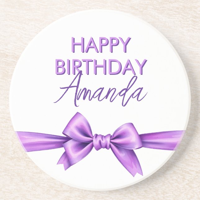 Porta-copos Aquarela Arco Roxo Coquette Sweet 16 Aniversário (Frente)