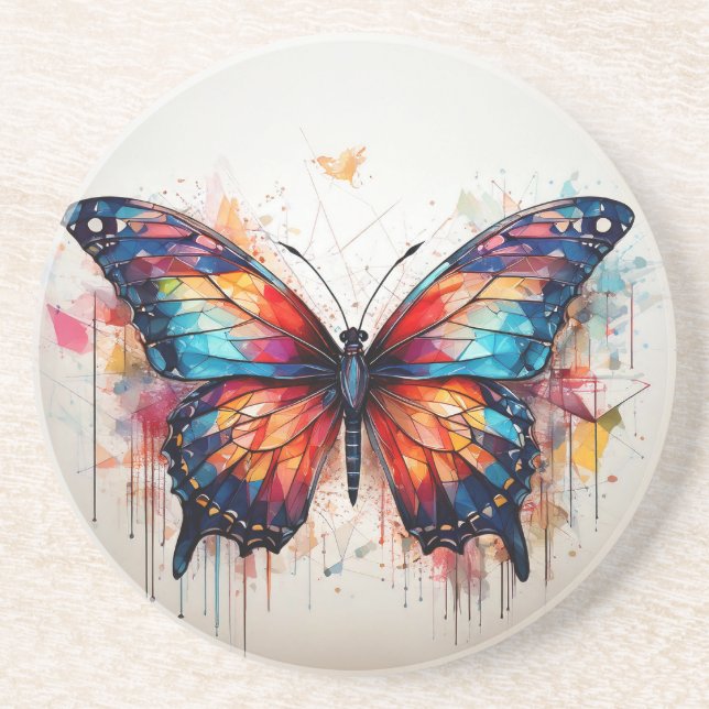 Porta-copos Aquarela Geométrica Borboleta (Frente)