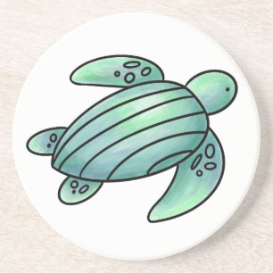 Porta-copos aquarela pintada de tartaruga-do-mar azul