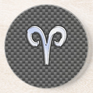 Porta-copos Aries Símbolo Zodíaco Decor de Fibra de Carbono 