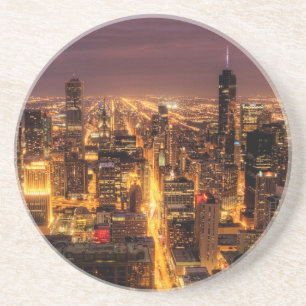 Porta-copos Arquitectura da cidade da noite de Chicago