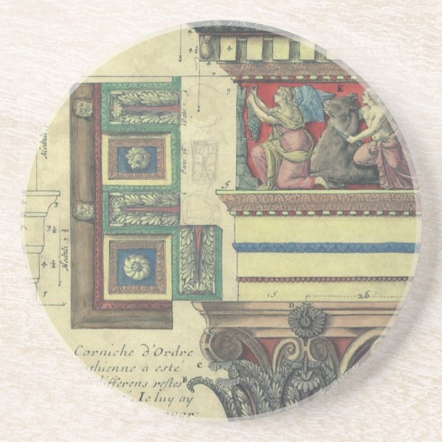 Porta-copos Arquitetura de safra, Coluna com Moldagem de Corni (Frente)