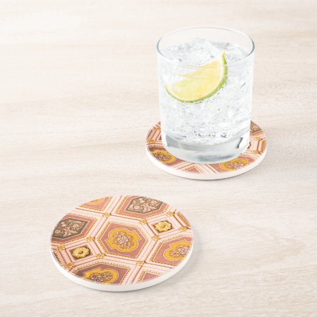 Porta-copos Arquitetura Húngara Amarela Rosa (Lateral)