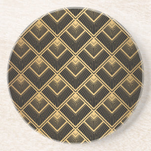 Porta-copos Art Deco Black Dourado: Geométrico