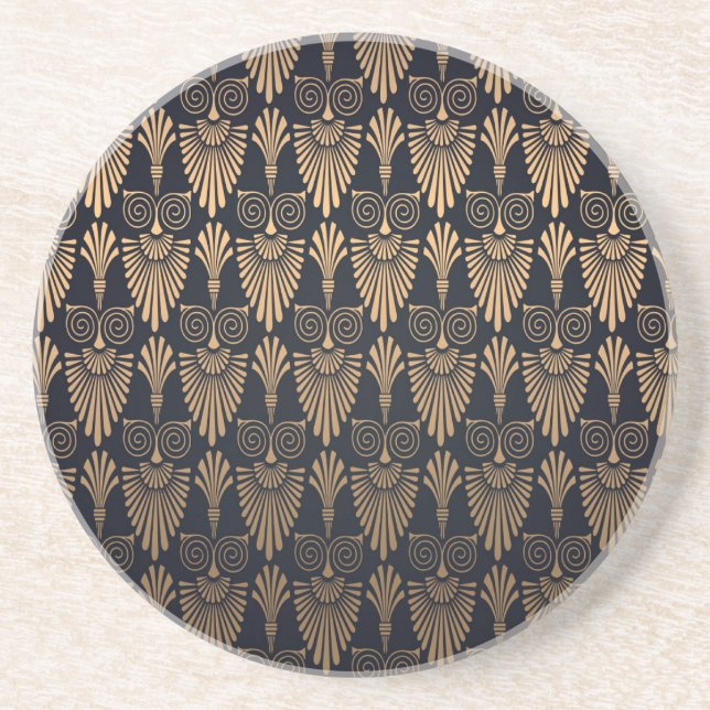 Porta-copos Art Deco Black Dourado: Retro. (Frente)