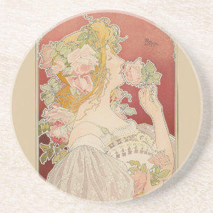 Porta-copos Art Nouveau Belle Époque Senhorita Rosas Livemont