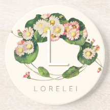 Art Nouveau Daisies Wreath Monograma para Personal