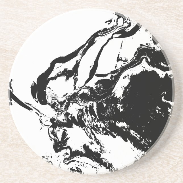 Porta-copos Arte acidental de Abstrato preto e branco (Frente)