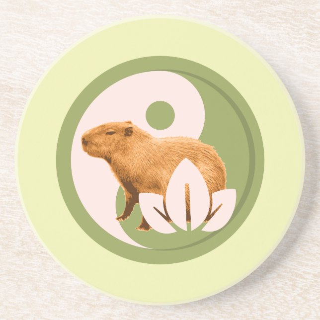 Porta-copos Arte da Natureza Pacífica Capivara Zen Yin Yang (Frente)