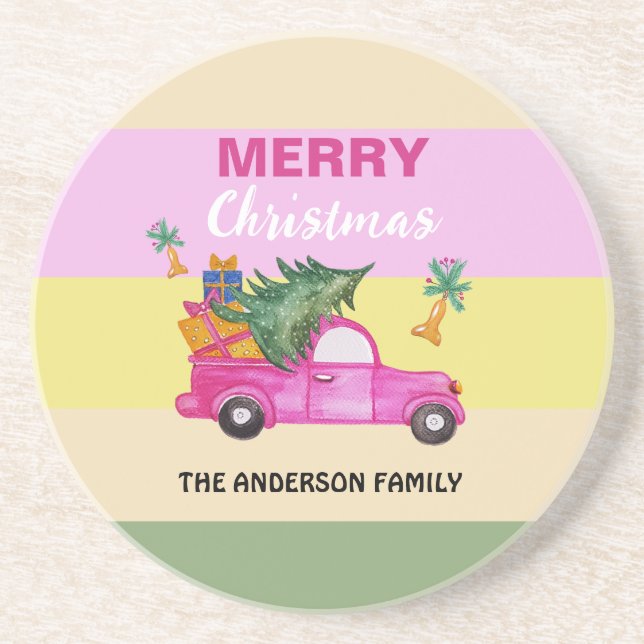 Porta-copos Arte de Cadeias de Vias Vermelhas Rosa (Frente)