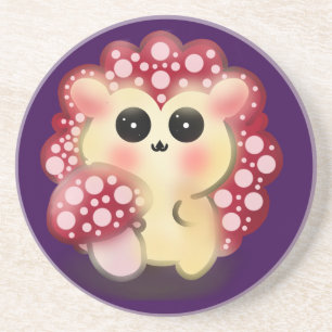Porta-copos Arte de Cogumelo Vermelho Kawaii Fofoouriço
