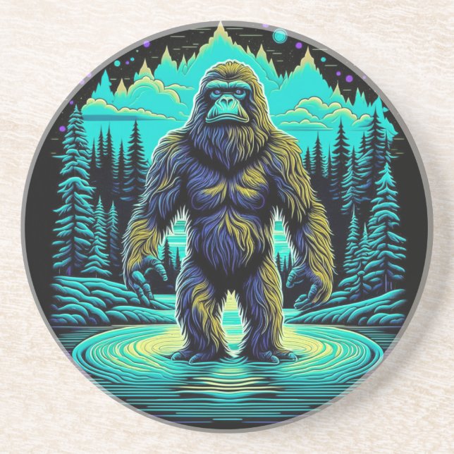 Porta-copos Arte de IA de Sasquatch na Floresta (Frente)