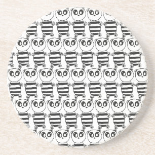 Porta-copos Arte de Panda Preto e Branco Divertida