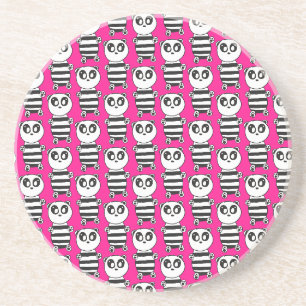 Porta-copos Arte de Panda Preto e Branco Divertida