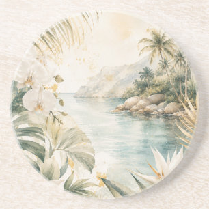 Porta-copos Arte de Parede Aquarela Tropical de Luxo Costeira