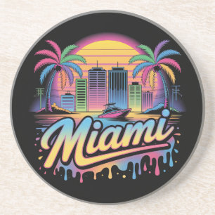 Porta-copos Arte de Viagem Colorida Retro Miami Vaporwave