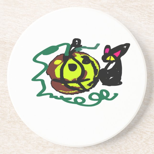 Porta-copos Arte do Dia das Bruxas de Gato Negro (Frente)