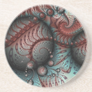 Porta-copos Arte fractal de fantasia vívida abstrata marrom az