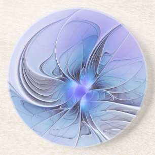 Porta-copos Arte fractal moderna abstrata azul lavanda