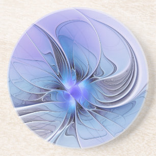 Porta-copos Arte fractal moderna abstrata azul lavanda