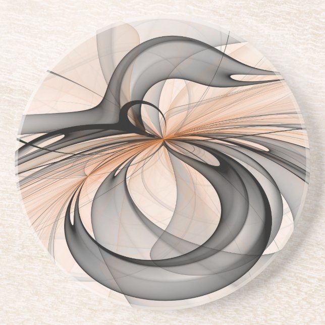 Porta-copos Arte fractal moderno Antracite Cinza Sienna Abstra (Frente)