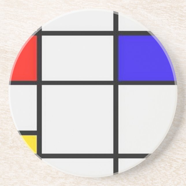 Porta-copos Arte moderna de Piet Mondrian (Frente)