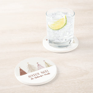 Porta-copos Árvores de Natal Nevadas Feliz Natal Vermelho Dour